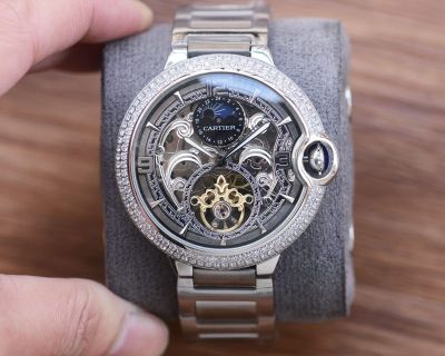 Cartier Steel Watch Stainless Steel/Genuine Cowhide Leather Bracelet Mechanical Movement 41MM Watch